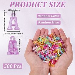 115g透明アクリルパーツ  ABカラーメッキ  混合頭文字  ミックスカラー  14~15x4~10.5x3.5mm  穴：1.8mm&nbsp;TACR-BM0001-01