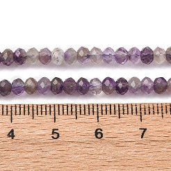 ファセットされた天然アメジストビーズ連売り  ロンデル  多面カット  4x3mm  穴：0.5mm  約126個/連  14.96''（38センチメートル）&nbsp;G-RM241221-N2