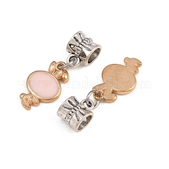 合金エナメルヨーロピアンダングルチャーム  大穴ペンダント  兎  アンティークシルバー  パールピンク  28mm  穴：5mm&nbsp;PALLOY-YW002-04