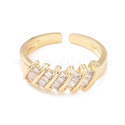 Cubic Zirconia Striped Cuff Ring&nbsp;RJEW-P026-04G