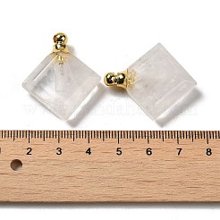 天然宝石用原石香水瓶ペンダント  ファセット加工された菱形のチャーム、金色のトーン、304 ステンレススチール製金具  31x27~27.5x8.5~10mm  穴：2mm&nbsp;G-Z039-05G