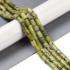 ナチュラルイエローターコイズ（ジャスパー）ビーズ連売り  コラム  7.5~8.5x5~6mm  穴：1mm  約45~46個/連  14.69~15.04インチ（37.3~38.2cm）&nbsp;G-C128-A09-01
