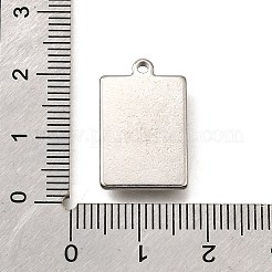 304ステンレスペンダント  ラインストーンとエナメル  アイチャーム付き長方形  ステンレス鋼色  20.5x13x2.5mm  穴：1.6mm&nbsp;STAS-C122-19P-01