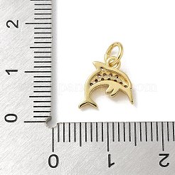Brass Micro Pave Clear Cubic Zirconia Pendants&nbsp;KK-U046-02G-05