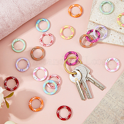 20Pcs 10 Styles Alloy Enamel Spring Gate Rings&nbsp;FIND-HS0002-18