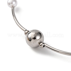 Rack Plating Brass & ABS Plastic Pearl Beads Round Link Chain Necklaces for Women&nbsp;NJEW-C059-08P