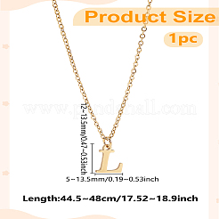 304ステンレススチールレターペンダントネックレス  鉛フリー＆ニッケルフリー＆カドミウムフリー  文字l  17.52インチ（44.5cm）〜17.72インチ（45cm）  文字：1mm&nbsp;NJEW-LP0001-53L-G