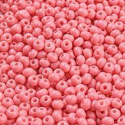 模造翡翠 3/0個 ガラスシードビーズ  光沢  焼き付け塗料  ラウンド  ピンク  5.5x3.5mm  穴：1.5mm&nbsp;SEED-Z001-A-B15
