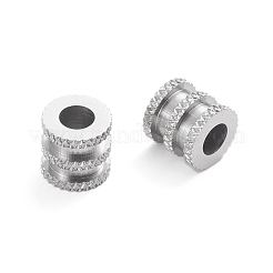 変色しにくい201ステンレススチールビーズ  スジ入りビーズ  コラム  テクスチャ  ステンレス鋼色  8x8mm  穴：4mm&nbsp;STAS-G231-02P