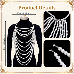 Imitation Pearl White Round Beaded Multi-Layered Shoulder Body Chains for Women&nbsp;AJEW-WH0816-461P