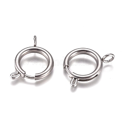 変色しにくい304ステンレススチール製スプリングリング留め具  フラットラウンド  ステンレス鋼色  23~24x18x3mm  穴：3mm&nbsp;STAS-P234-47P