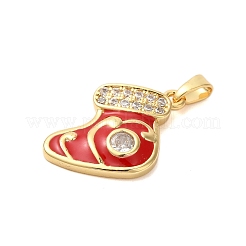 Christmas Theme Rack Plating Brass Cubic Zirconia Pendants&nbsp;KK-K385-119G-06