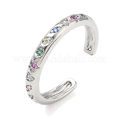 Brass Micro Pave Cubic Zirconia Cuff Open Rings&nbsp;RJEW-Z145-08P