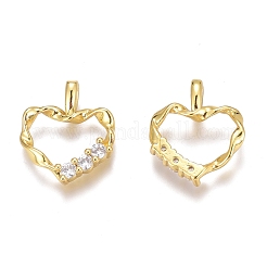 Brass Micro Pave Clear Cubic Zirconia Charms&nbsp;ZIRC-O035-28G
