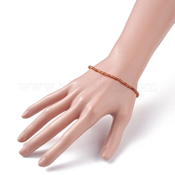 女の子の女性のための3mmの天然ガーネットビーズストレッチブレスレット  内径：2-1/4インチ（5.65cm）  ビーズ：3mm&nbsp;BJEW-JB07284-01