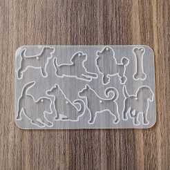 犬のDIYペンダントシルエットシリコンモールド  レジン型  UVレジン用  エポキシ樹脂工芸品作り  87x144x4mm  穴：1.8mm  内径：33~43x31~44mm&nbsp;SIL-F010-05