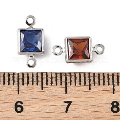 SHEGRACE Brass Pave Cubic Zirconia Square Connector Charms&nbsp;XGRQ2O044-440P