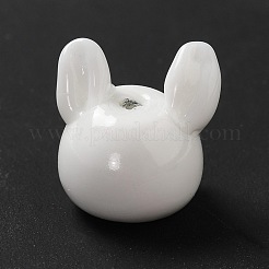 手作りランプワークビーズ  兎  ホワイト  14x15x15mm  穴：2mm&nbsp;LAMP-E023-05
