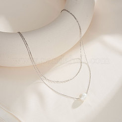 ラウンド天然淡水真珠ペンダントネックレス  ロジウムメッキ925スターリングシルバー13.90層ネックレス（女性用）  プラチナメッキ  35.3インチ（{2}cm）&nbsp;NJEW-G153-03P