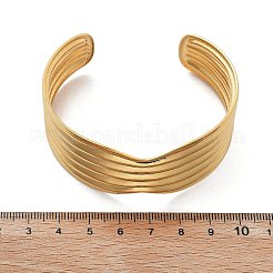 304ステンレススチール製カフバングル  女性用マルチ連バングル  波  ゴールドカラー  内径：2-3/8x2インチ（6.1x5.1cm）&nbsp;BJEW-B108-13G