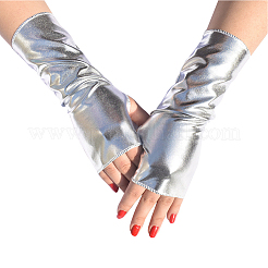 PUレザー指なし手袋  女性用コスチュームコスプレ用メタリックグローブ  銀  230x100x0.8mm&nbsp;AJEW-WH20018-116B