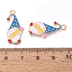 合金エナメルチャーム  小人＆鉛筆チャーム  ライトゴールド  ゴールド  25x12x1mm  穴：1.6mm&nbsp;ENAM-Q004-02KCG-01