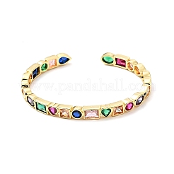 Cubic Zirconia Geometry Open Cuff Bangle&nbsp;BJEW-J165-13B-G