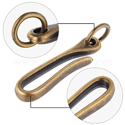 チベットスタイルの合金フック留め具4個2色  丸カン付き  キーホルダー作り  ミックスカラー  59.5x15x8mm  穴：13mm  2個/カラー&nbsp;FIND-CP0001-70