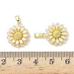 真鍮製エナメルペンダント  花  18KGP本金メッキ  ホワイト  17.5x15x4.5mm  穴：2.4x5mm&nbsp;KK-Z134-08G-02