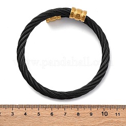 女性用304ステンレススチールトルクバングル  イオンプレーティング（ip）  ゴールドカラー  5/8インチ（1.6cm）  内径：2-3/8x 2-1/4インチ（6x5.85cm）&nbsp;BJEW-P310-14MC