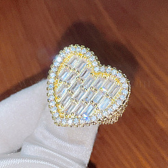 女性用真鍮マイクロパヴェクリアキュービックジルコニア指輪  ハート  ゴールドカラー  usサイズ6（16.5mm）&nbsp;FS-WG571C7-01