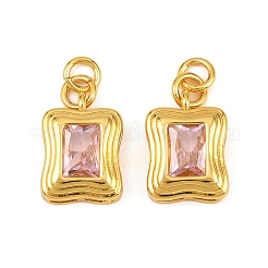 Brass Micro Pave Cubic Zirconia Pendants&nbsp;KK-H263-02G-01