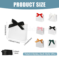 30Pcs 6 Colors White Cardboard Paper Wedding Candy Boxes with Ribbon&nbsp;CON-FS0001-26