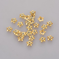 チベット風ビーズキャップ  カドミウムフリー＆ニッケルフリー＆鉛フリー  アンティーク黄金  6.5x6.5x2mm  穴：2mm&nbsp;K0PCP032