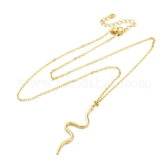 女性用真鍮スネークペンダントアズキチェーンネックレス  18KGP本金メッキ  17.52インチ（44.5cm）  ペンダント：48x12mm&nbsp;LS-NJEW-S438-01B-G