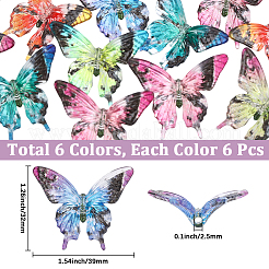 36Pcs 6 Colors Printed Transparent Acrylic Beads&nbsp;OACR-PA0002-17