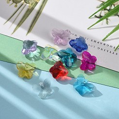 72個12色誕生石チャームガラスペンダント  多面カット  蝶の形  ミックスカラー  12x15x8mm  穴：1.5mm  12色  6個/カラー  72個/箱&nbsp;RGLA-ZZ0001-03-12x15mm