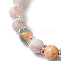 Frosted Natural & Synthetic Mixed Gemstone Round Beaded Stretch Bracelets for Women Men&nbsp;BJEW-JB12471-03
