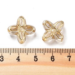 メタル入り透明アクリルビーズ  黄金メッキ  花  透明  17x17x5.5mm  穴：2mm&nbsp;X-MACR-M045-04