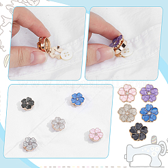 花の合金エナメルカフスボタン  ラインストーンとプラスチックボタン付き  ミックスカラー  18.5x18.5x8mm&nbsp;BUTT-NB0002-21