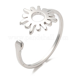 変色しない304ステンレススチール製サンオープンカフリング（女性用）  ステンレス鋼色  usサイズ6（16.5mm）&nbsp;RJEW-M149-05P