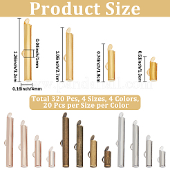 320Pcs 16 Styles Iron Slide On End Clasp Tubes&nbsp;IFIN-CN0001-08