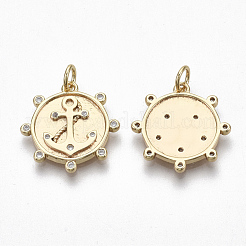 Brass Micro Pave Clear Cubic Zirconia Pendants&nbsp;KK-S356-020G-NF