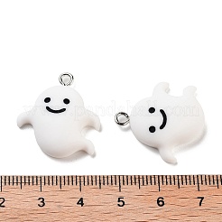 ハロウィーンのテーマの不透明樹脂ペンダント  ハロウィンチャーム  ゴースト  23x21.8x6.5mm  穴：2mm&nbsp;RESI-N039-93