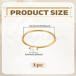 女性用真鍮指輪1個  absプラスチックパール  ゴールドカラー  usサイズ6（16.5mm）&nbsp;RJEW-LP0010-11