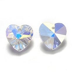 ロマンチックなバレンタインデーアイデアガラスチャーム  ファセット付き心臓ペンダント  透明  10x10x5mm  穴：1mm&nbsp;G030V10mm-42
