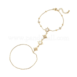 Summer 304 Stainless Steel Crystal Rhinestone Star Link Hand Chain Ring Bracelets for Women&nbsp;SA-CBAAE04-03G