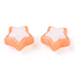 ツートンの不透明アクリルビーズ  模造ゼリー  スター  17x18x10mm  穴：3.8mm  約357個/500g&nbsp;SACR-I005-04A-04