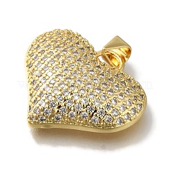 Heart Rack Plating Brass Micro Pave Clear Cubic Zirconia Pendant&nbsp;KK-U019-18G-01