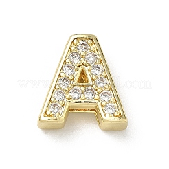 Brass Micro Pave Clear Cubic Zirconia Slide Charms&nbsp;KK-I382-04G